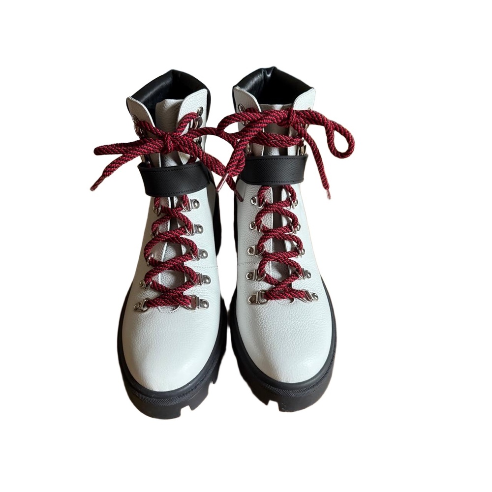 NWOT Moncler Carol Chunky Lug Boot White Leather Ski Boots Red Laces size 9 / 40 - Picture 3 of 9